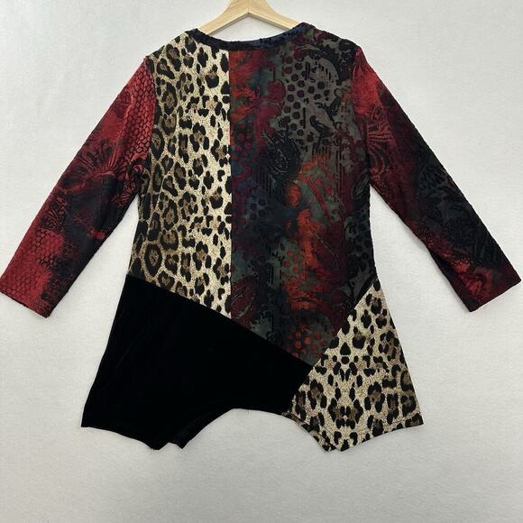 Calessa Velvet Burnout Tunic Top Womens L Artsy Edgy Boho Whimsigoth Mob Wife - Picture 7 of 16